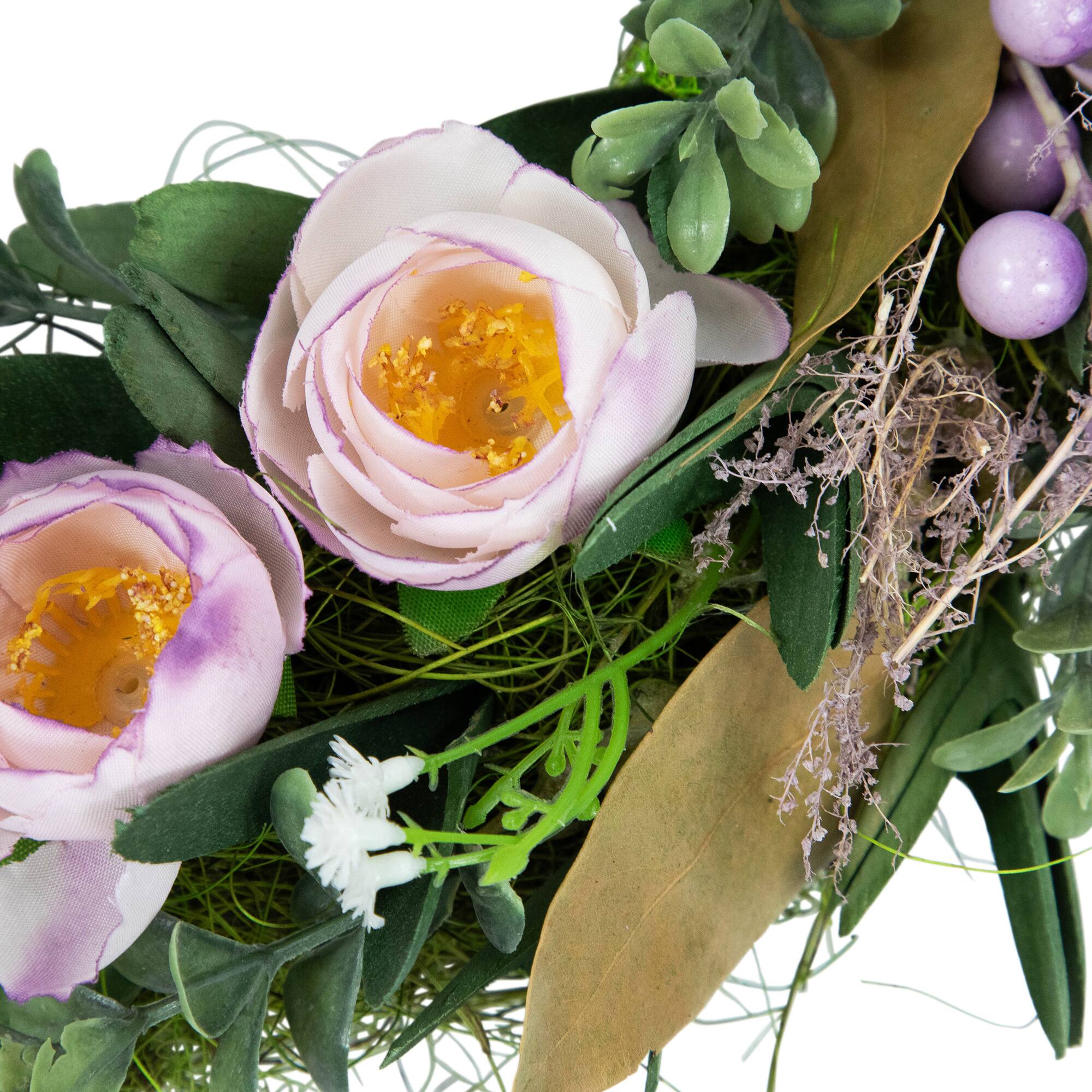 13" Purple Artificial Mixed Floral and Greenery Spring Wreath